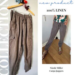 Nicole Miller / 100% LINEN / Cargo Jogger Pants / Lightweight / Summer Linen
